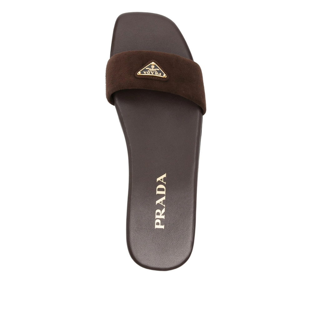 Prada Square-toed Slippers In Brown