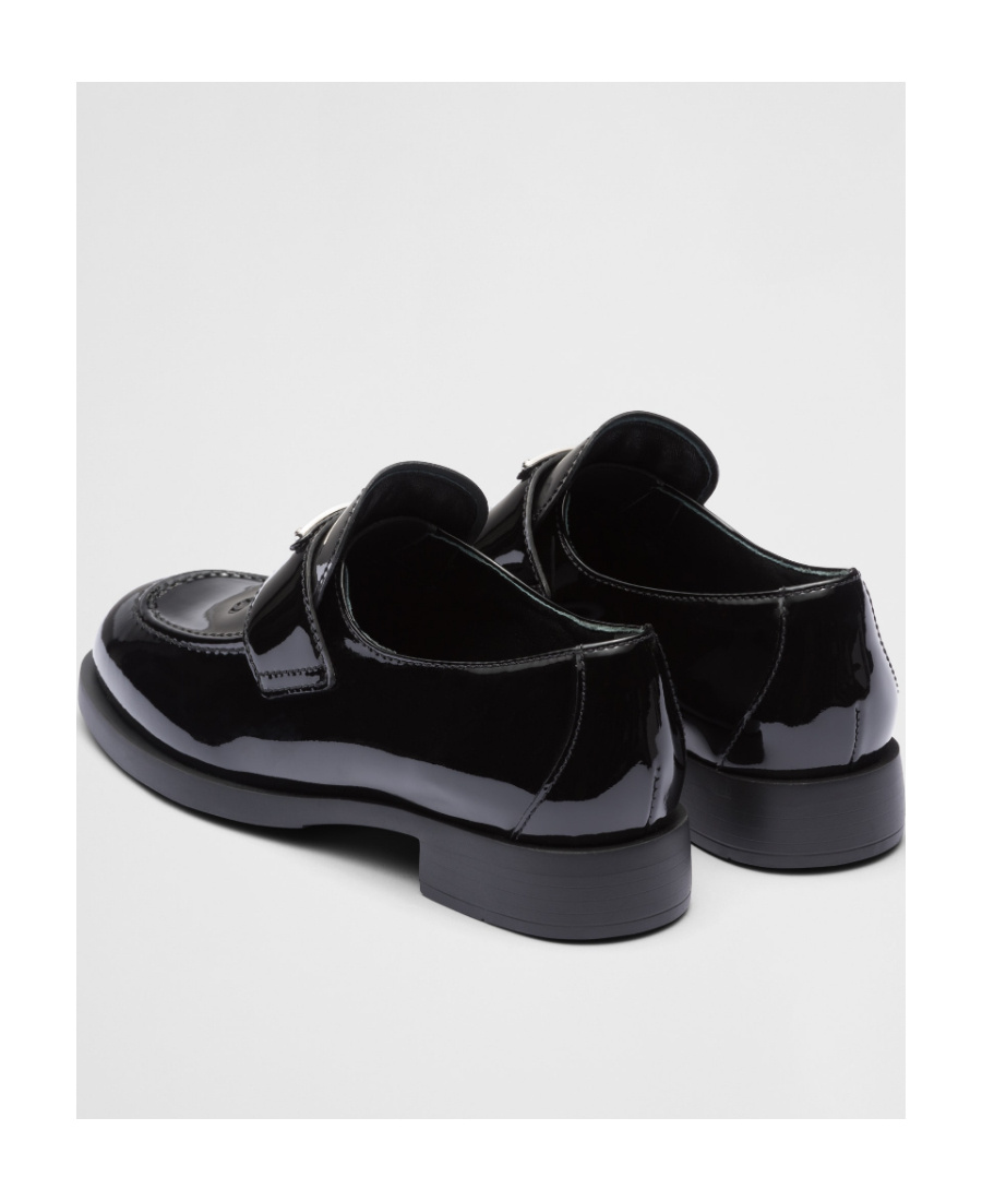 Prada Logo-plaque Leather Loafers In Black