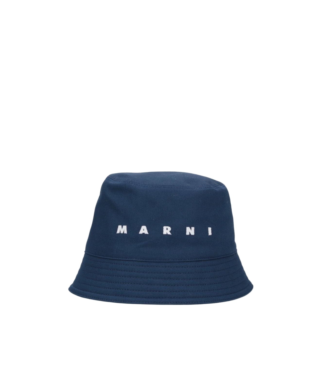 Marni Logo Embroidered Twill Bucket Hat In Blue