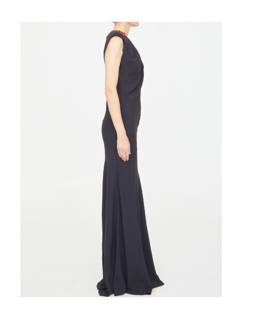 Stella Mccartney Falabella Chain-embellished Sleeveless Gown In Black