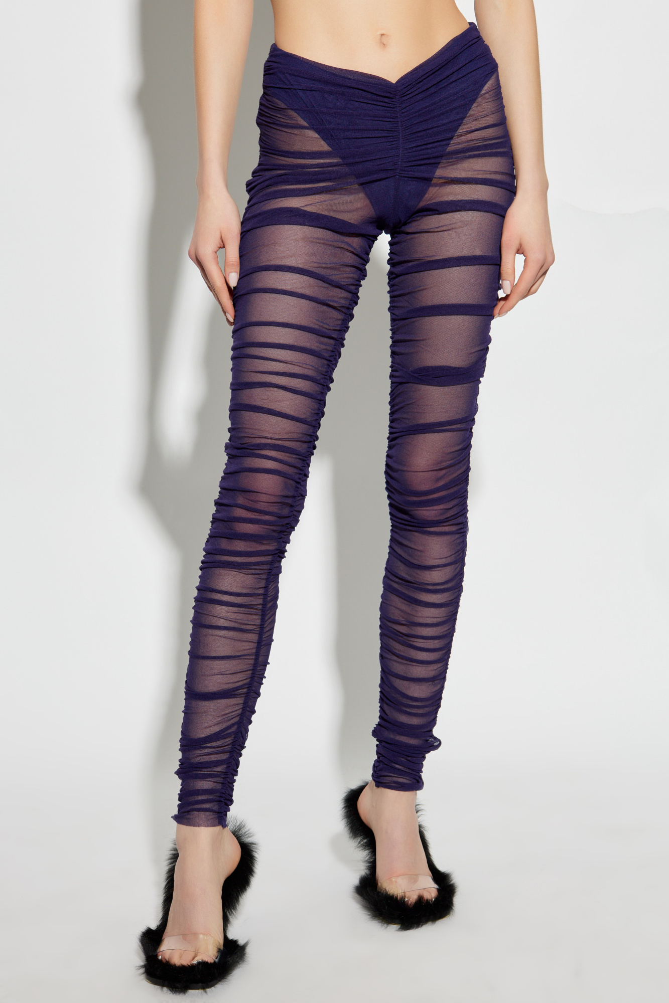 Attico The Draped Pants In Blue