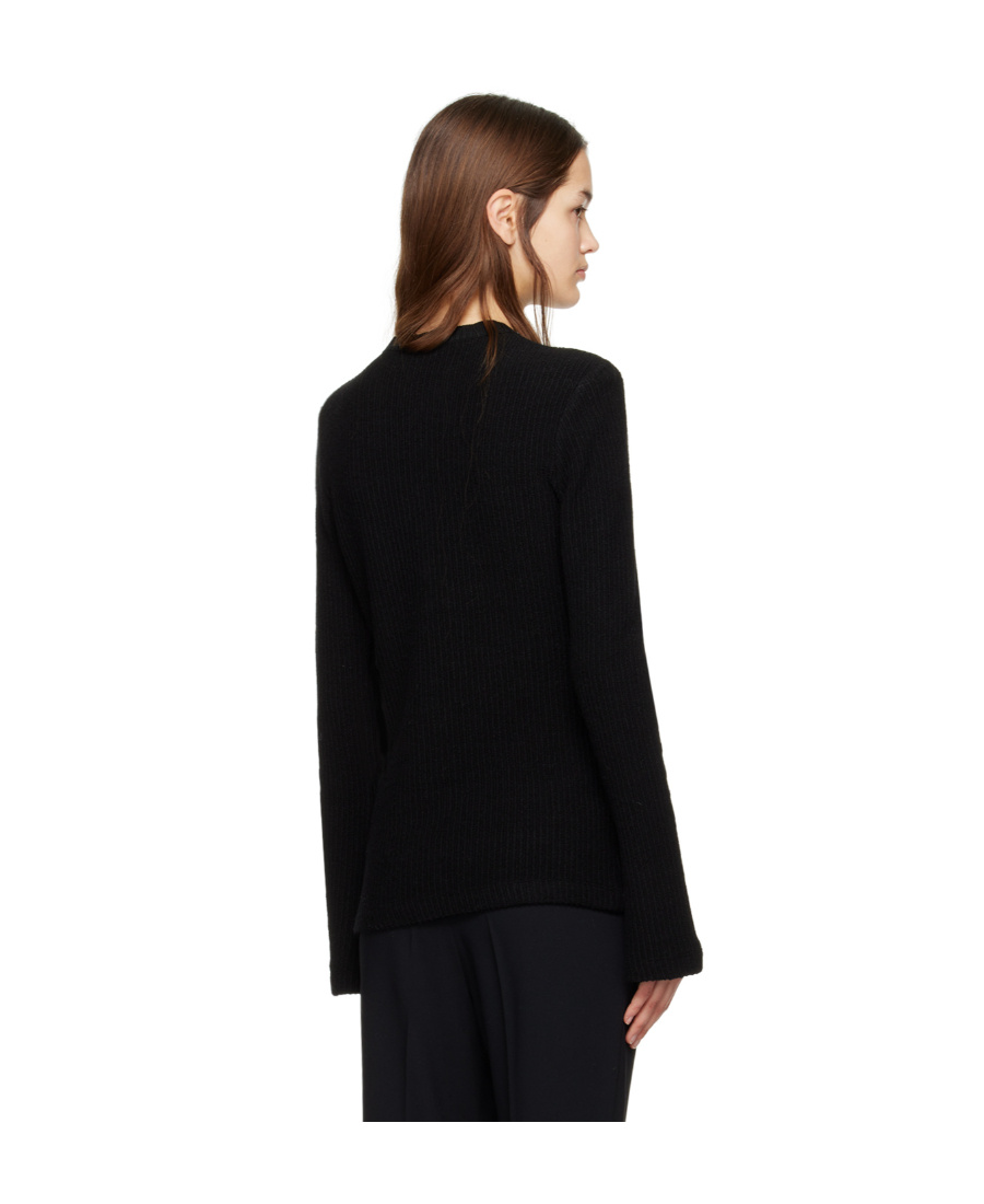 Shop Chloé Flared-sleeve Ribbed-knit Top In Black