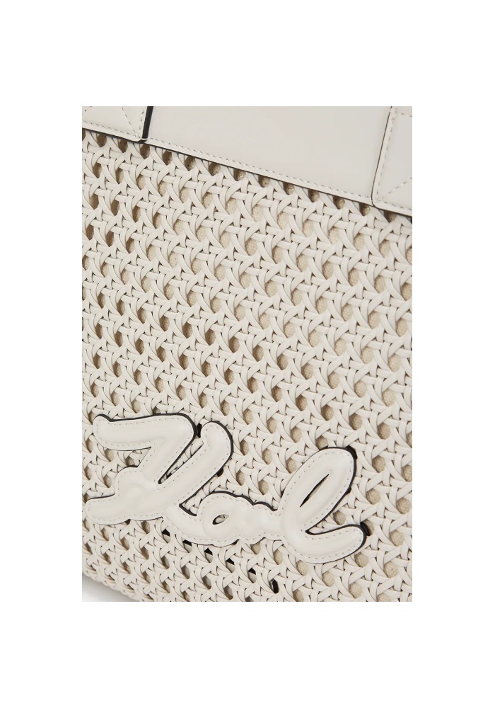 Karl Lagerfeld Woven Shoulder Bag In White