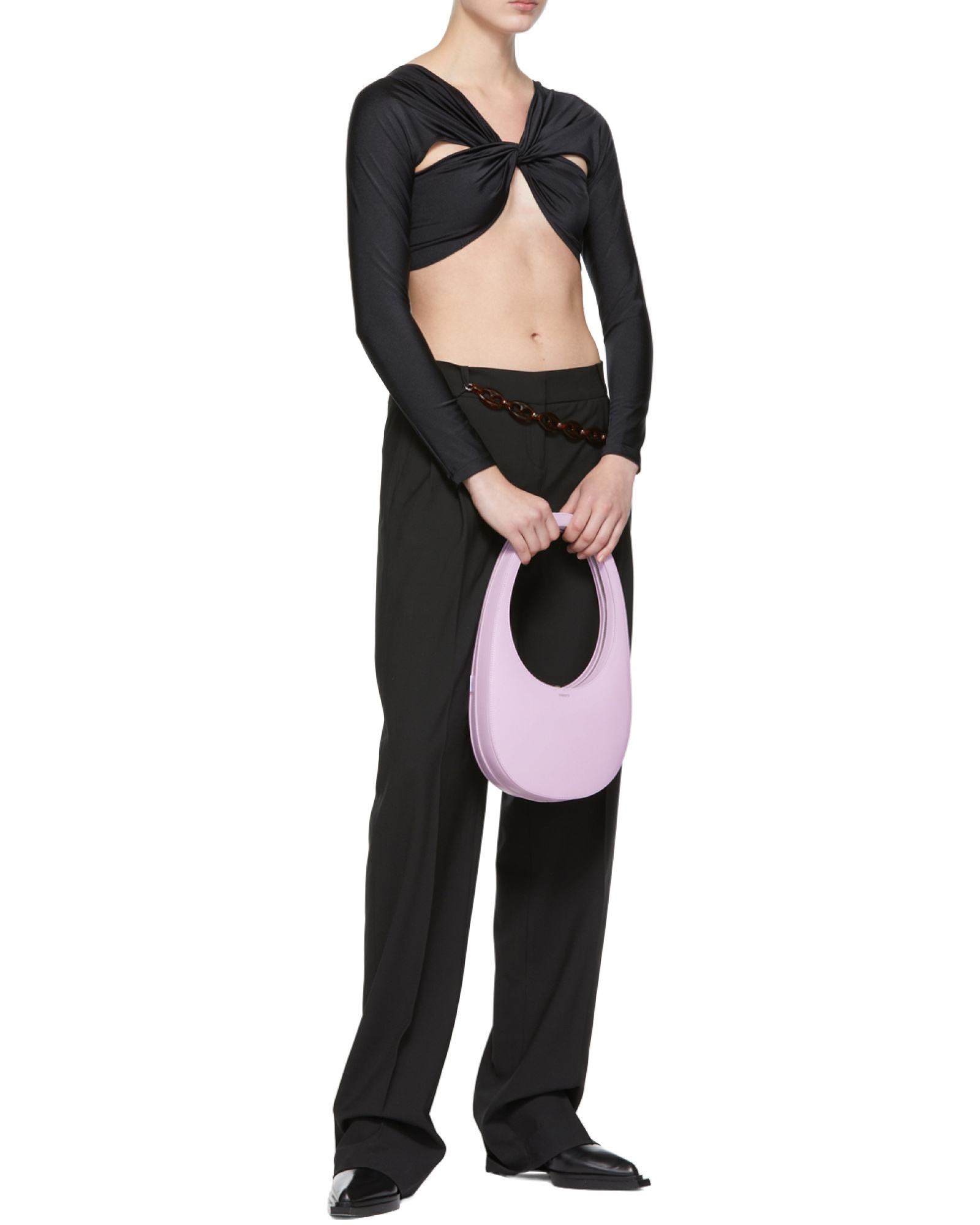 Coperni Ruched Cropped Top In Black