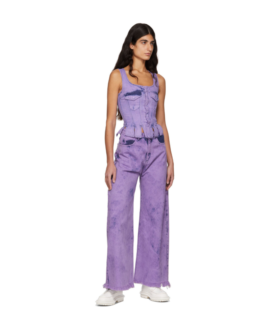 Marques' Almeida Logo Denim Vest In Purple