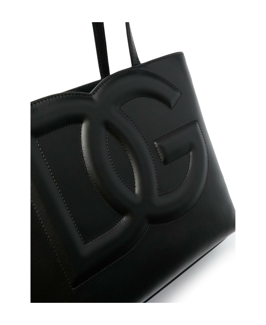 Dolce & Gabbana Women Dg Logo Small Leather Tote Bag In Black