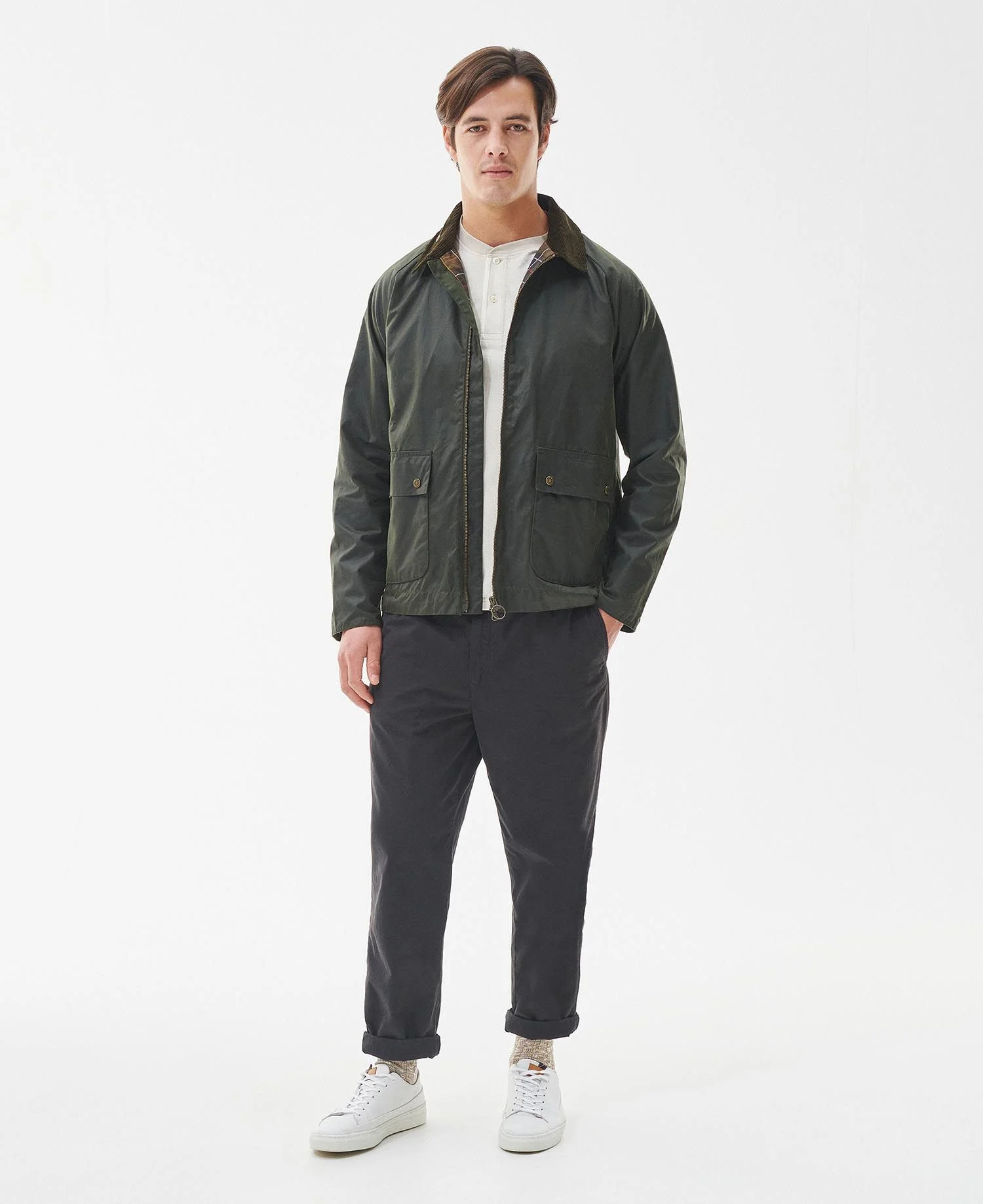 Barbour Bedale Coated-finish Jacket In Black