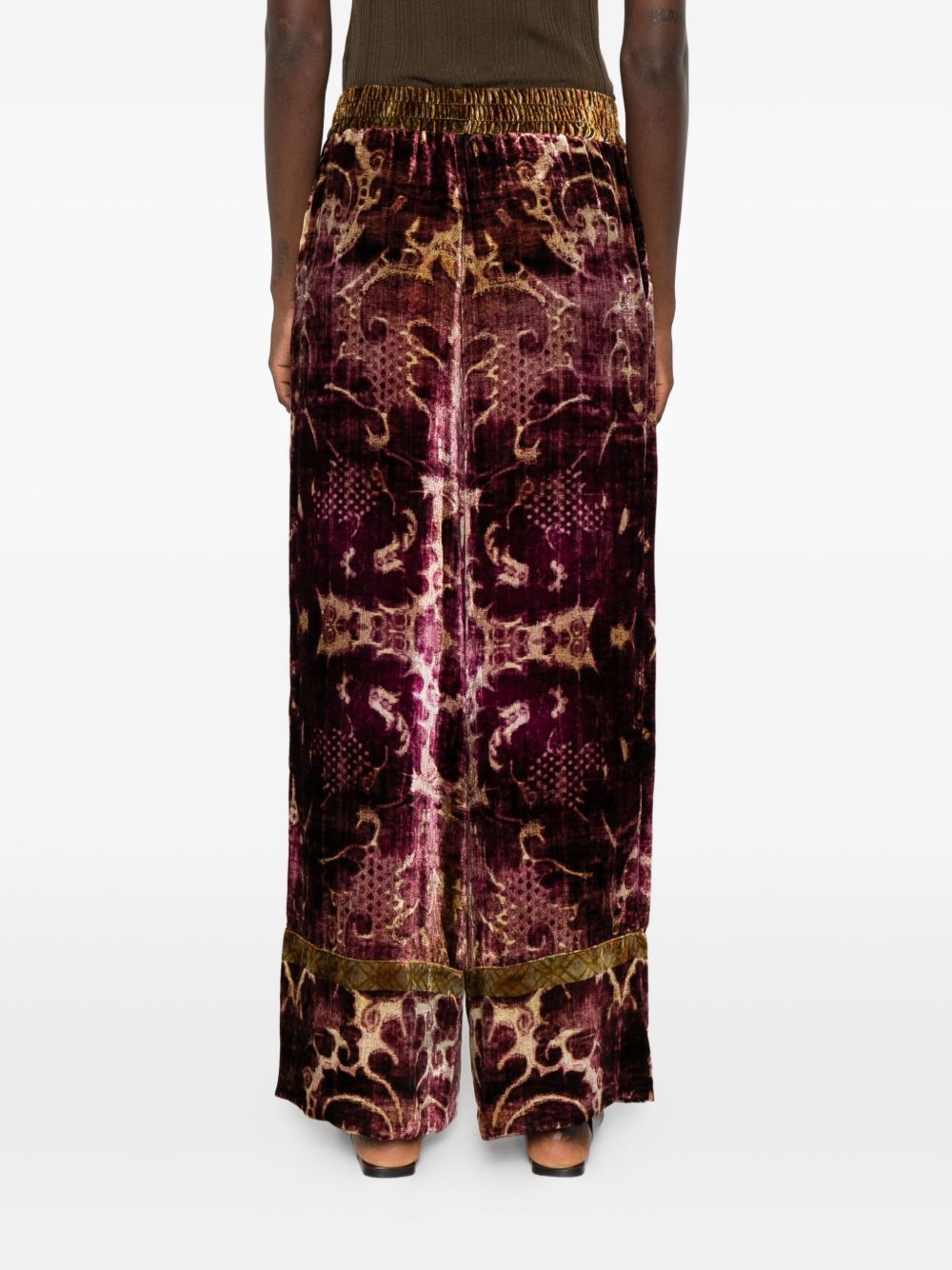 Pierre-louis Mascia Elastic Waist Wide-leg Pants In Brown