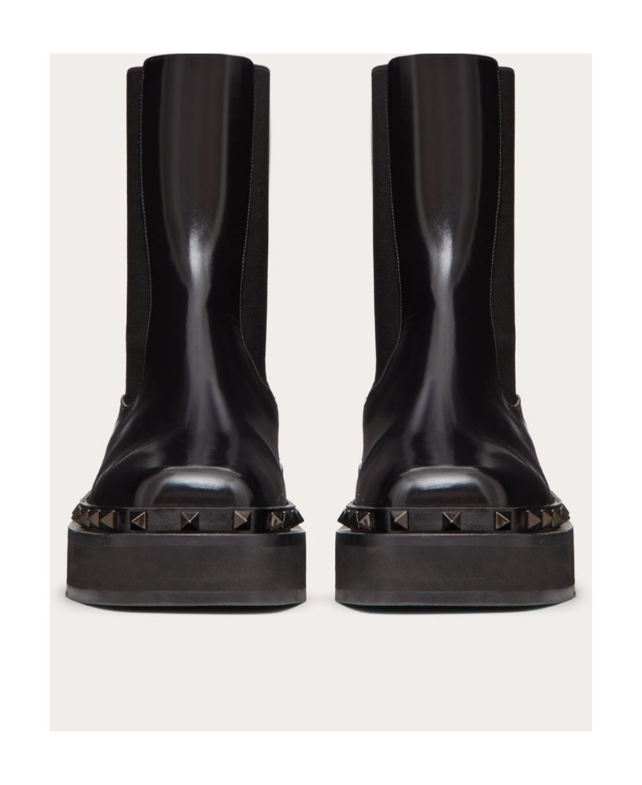 Valentino 50mm Rockstud M-way Leather Ankle Boots In Black