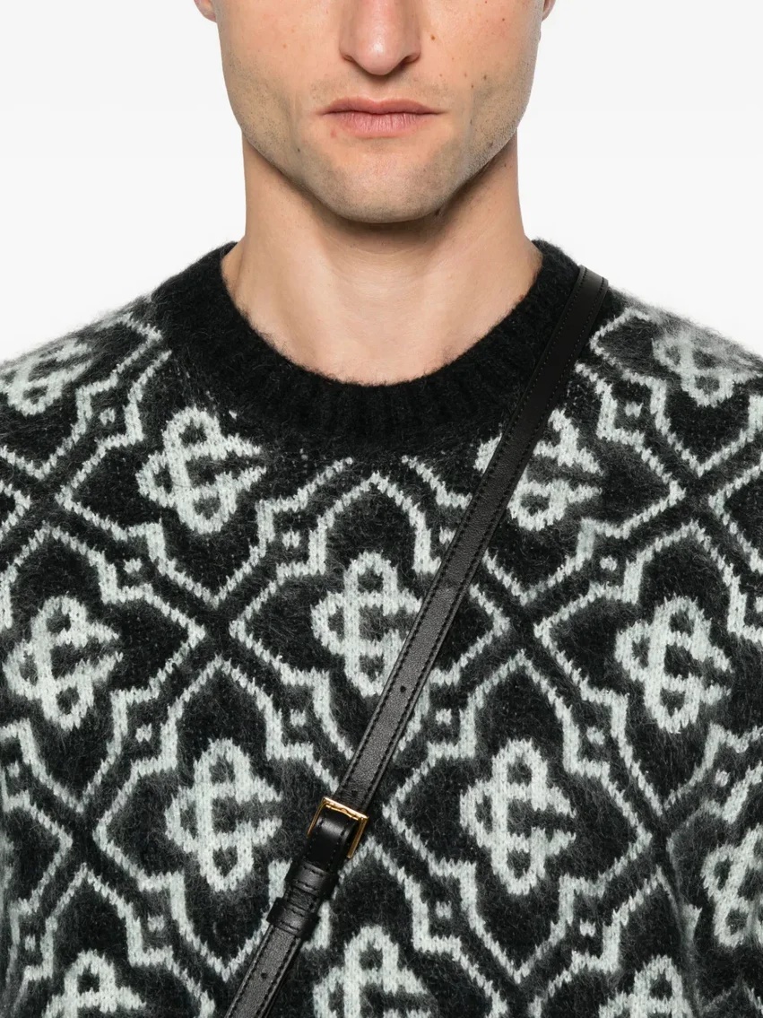 Casablanca Black Mohair Blend Monogrammed Sweater Men In Black