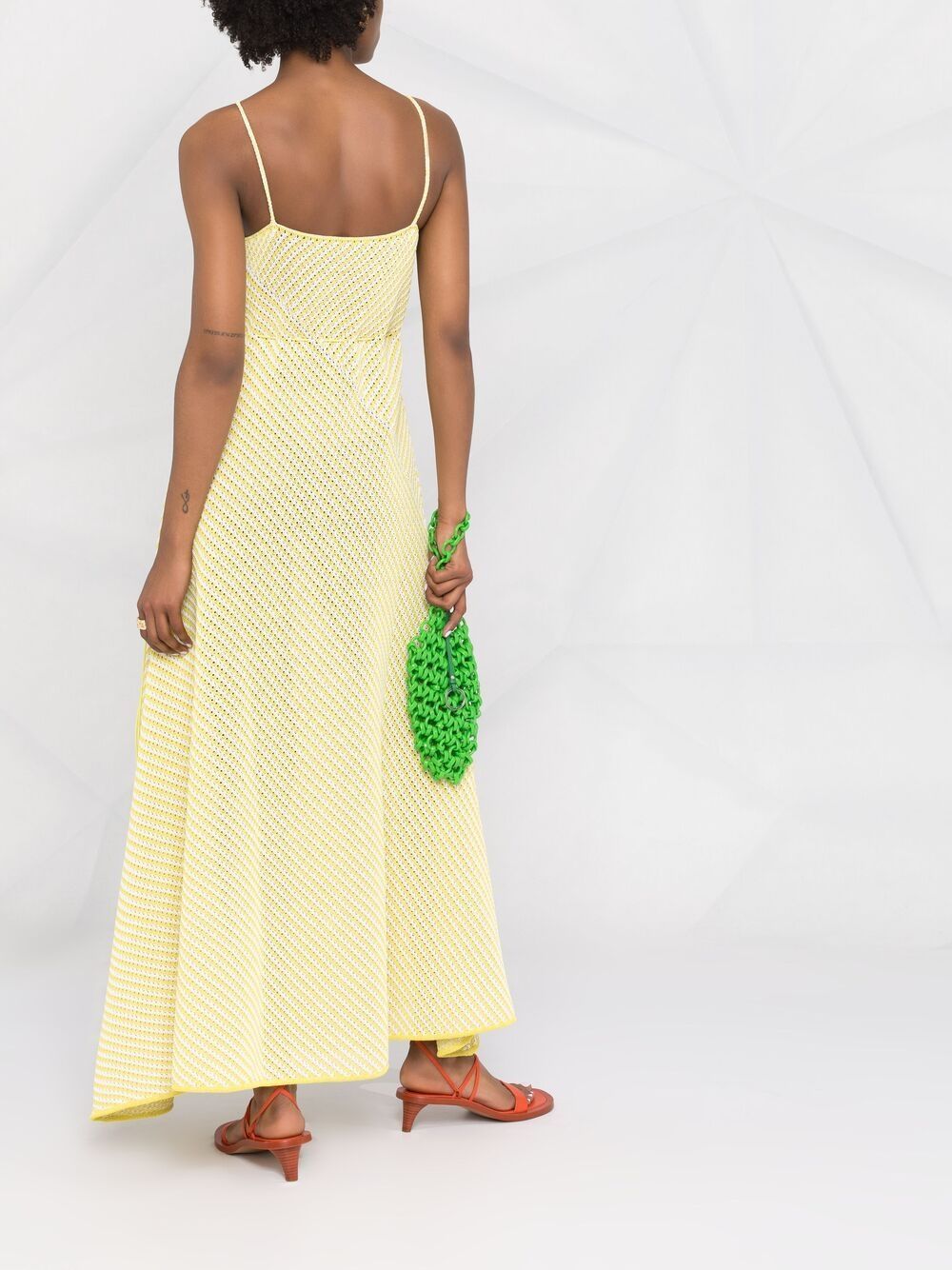 Bottega Veneta Women's Striped Cotton-blend Mesh Maxi Dress In Yellow