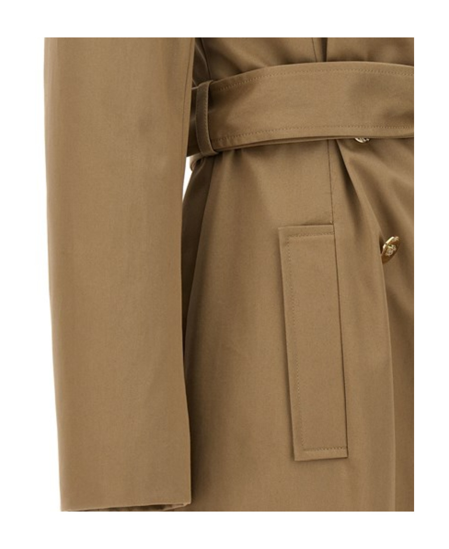 Versace Icons Belted Double-breasted Cotton-gabardine Trench Coat In Brown