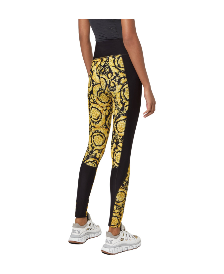 Versace Barocco Print High-waisted Leggings In Black