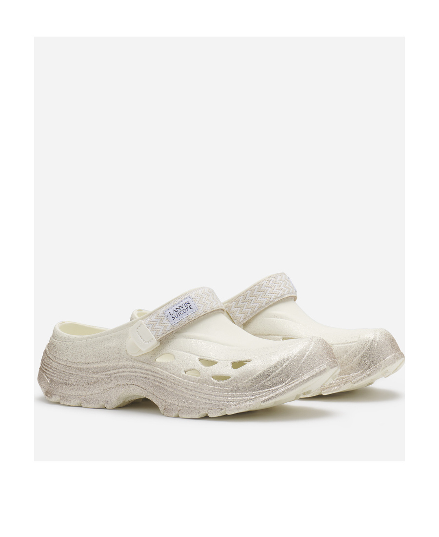 Lanvin Logo Patch Slip-on Slippers In White