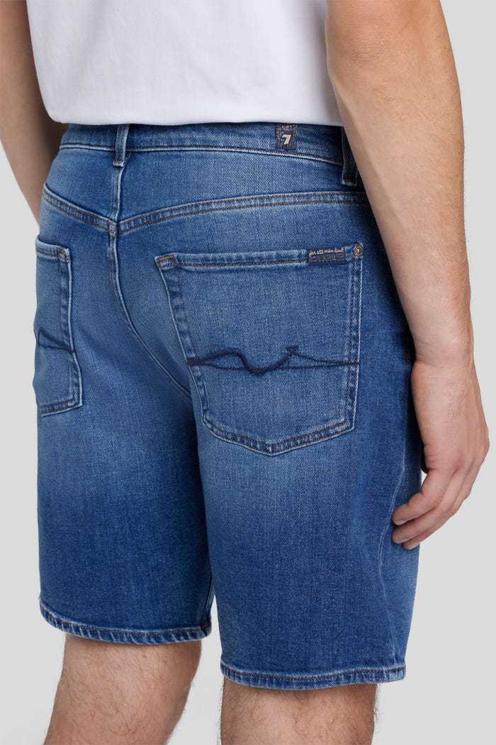 7 For All Mankind Belt Ring Denim Shorts In Blue