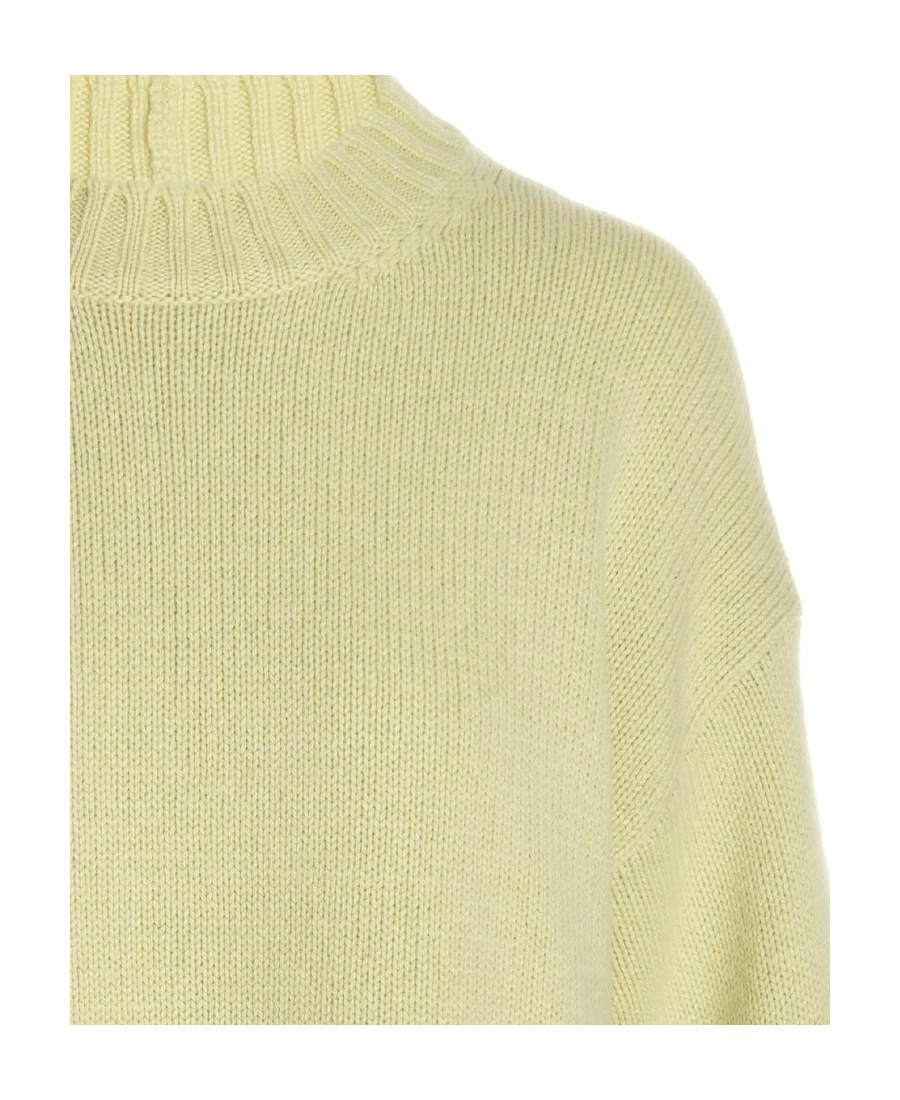 Jil Sander Cachemire Blend Crewneck Sweater With Relaxed Fit In Yellow