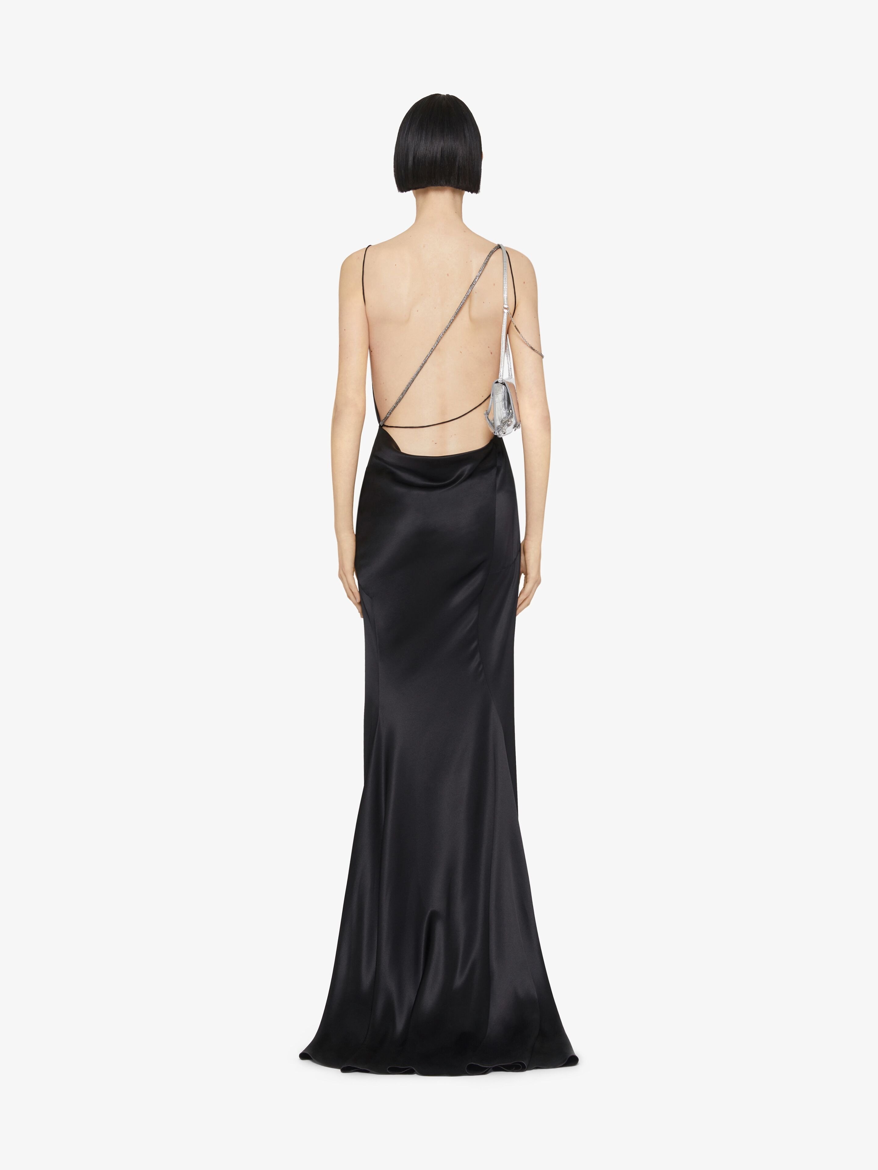 Givenchy Evening Draped Dress In Satin With Crystals In Black