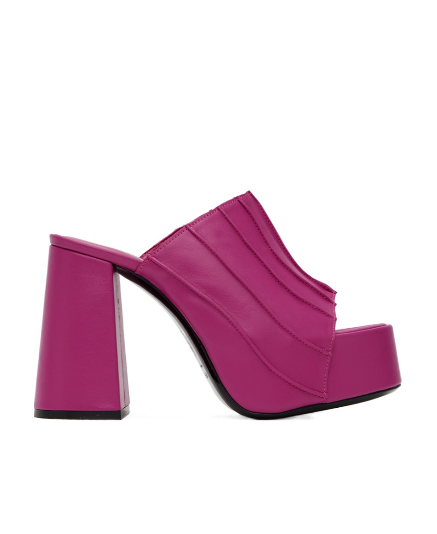 By Far Embossed High-heeled Sandals In Pink