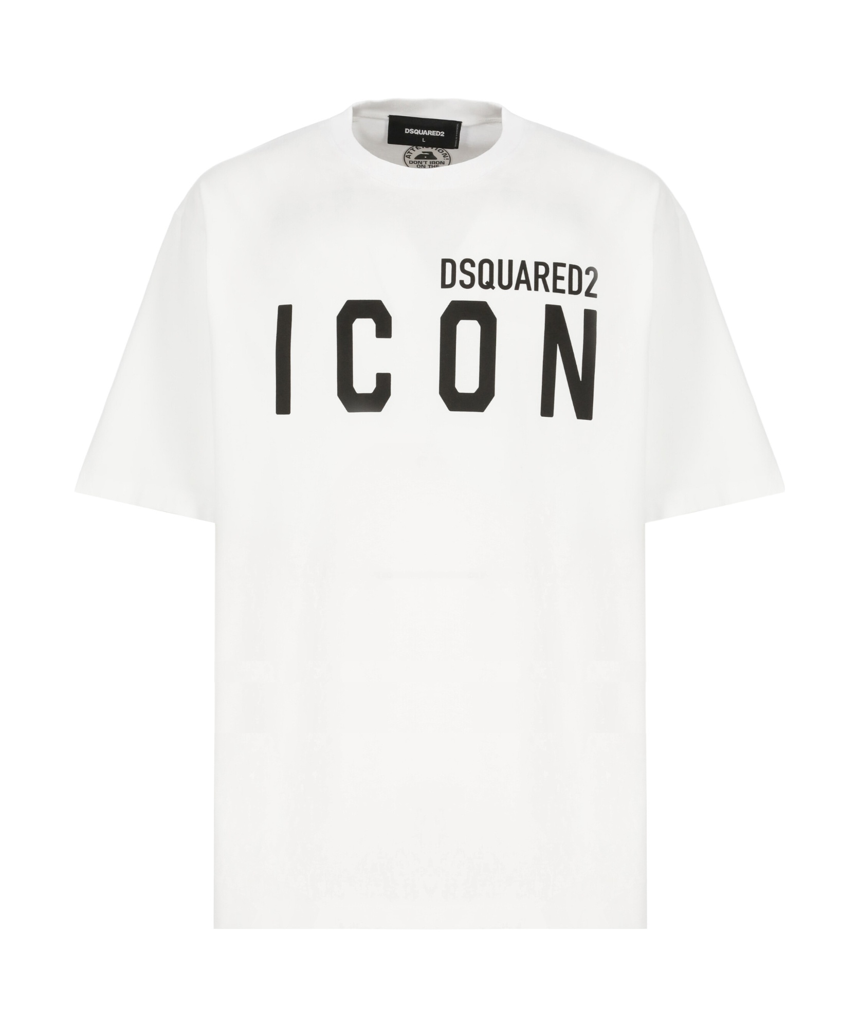 Dsquared2 White Crewneck T-shirt With Maxi Logo Print On The Front In Cotton Man In White