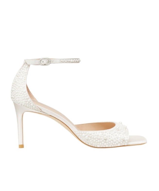 Stuart Weitzman 75mm Bliss Pearls Sandals In White