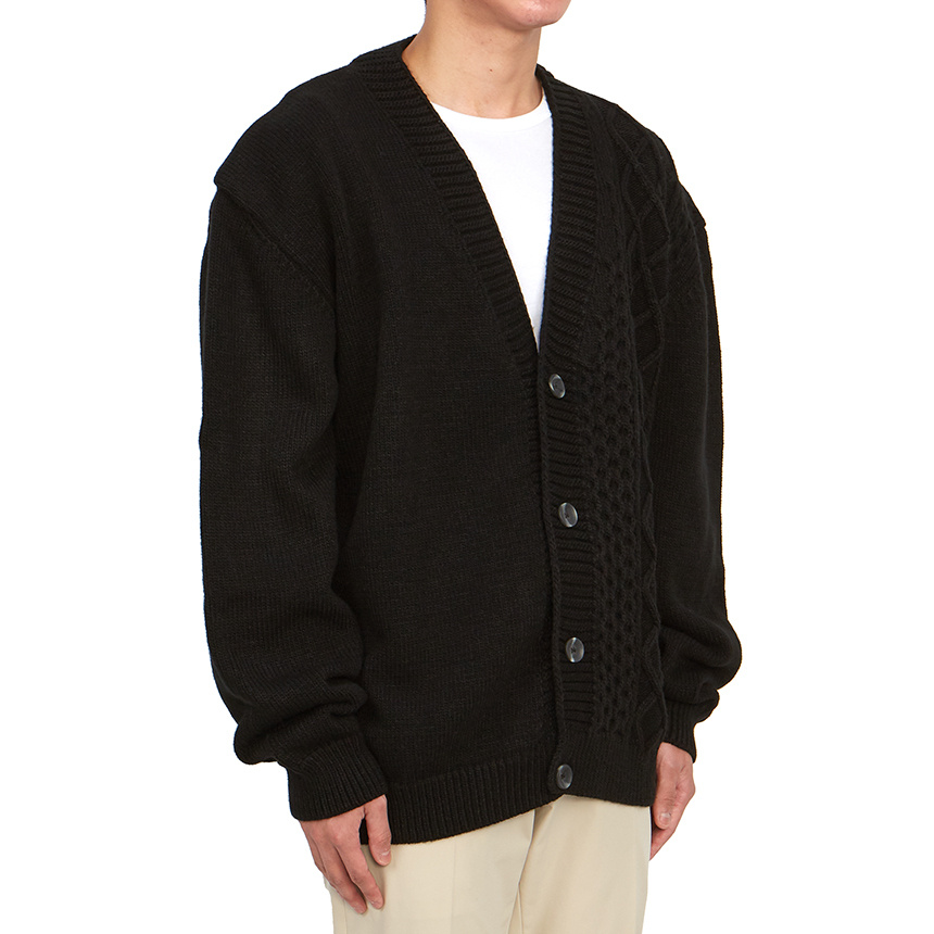 Family First V-neck Long-sleeved Sweater In Black