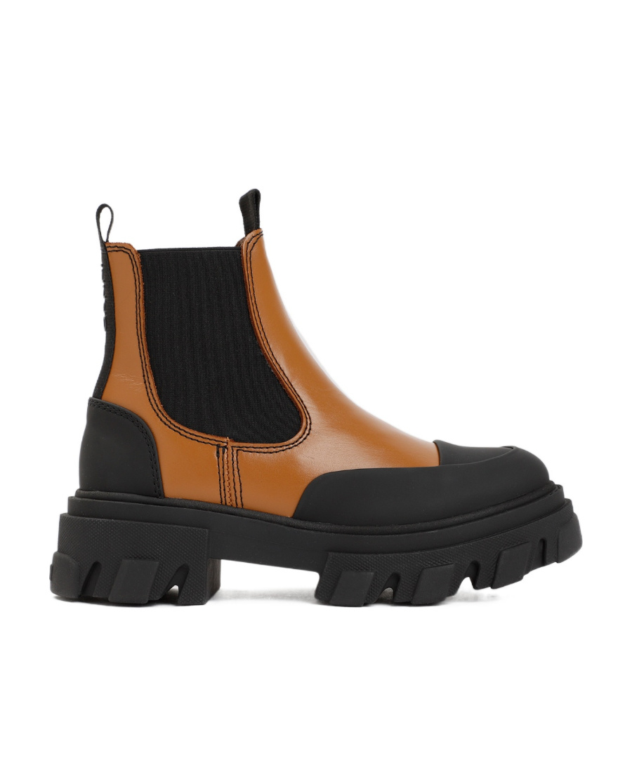 GANNI CLEATED LOW LEATHER CHELSEA BOOTS