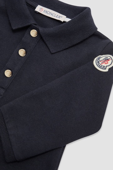 Moncler Logo-patch Pleated Dress In Blue