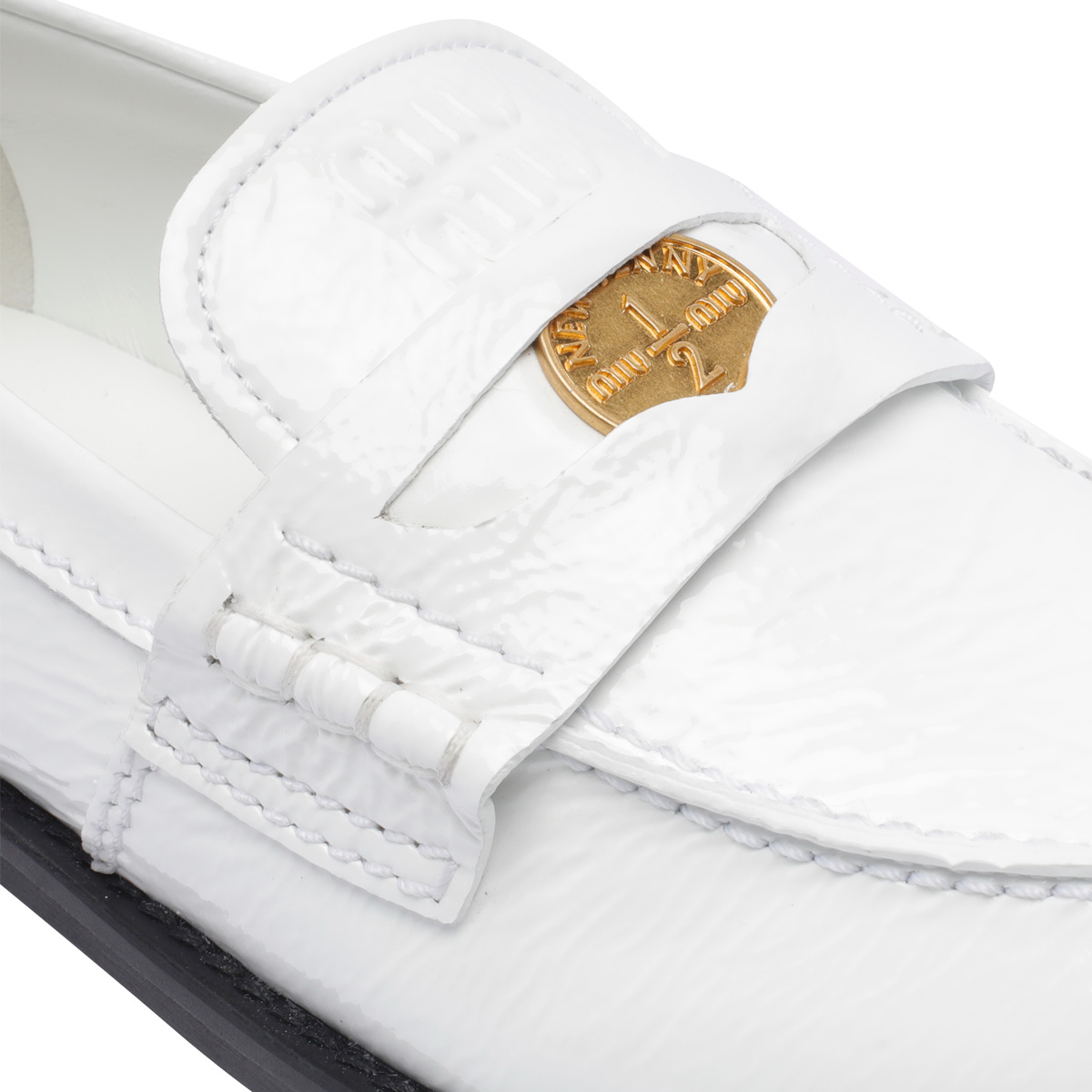 Miu Miu Patent Leather Penny Loafers In White