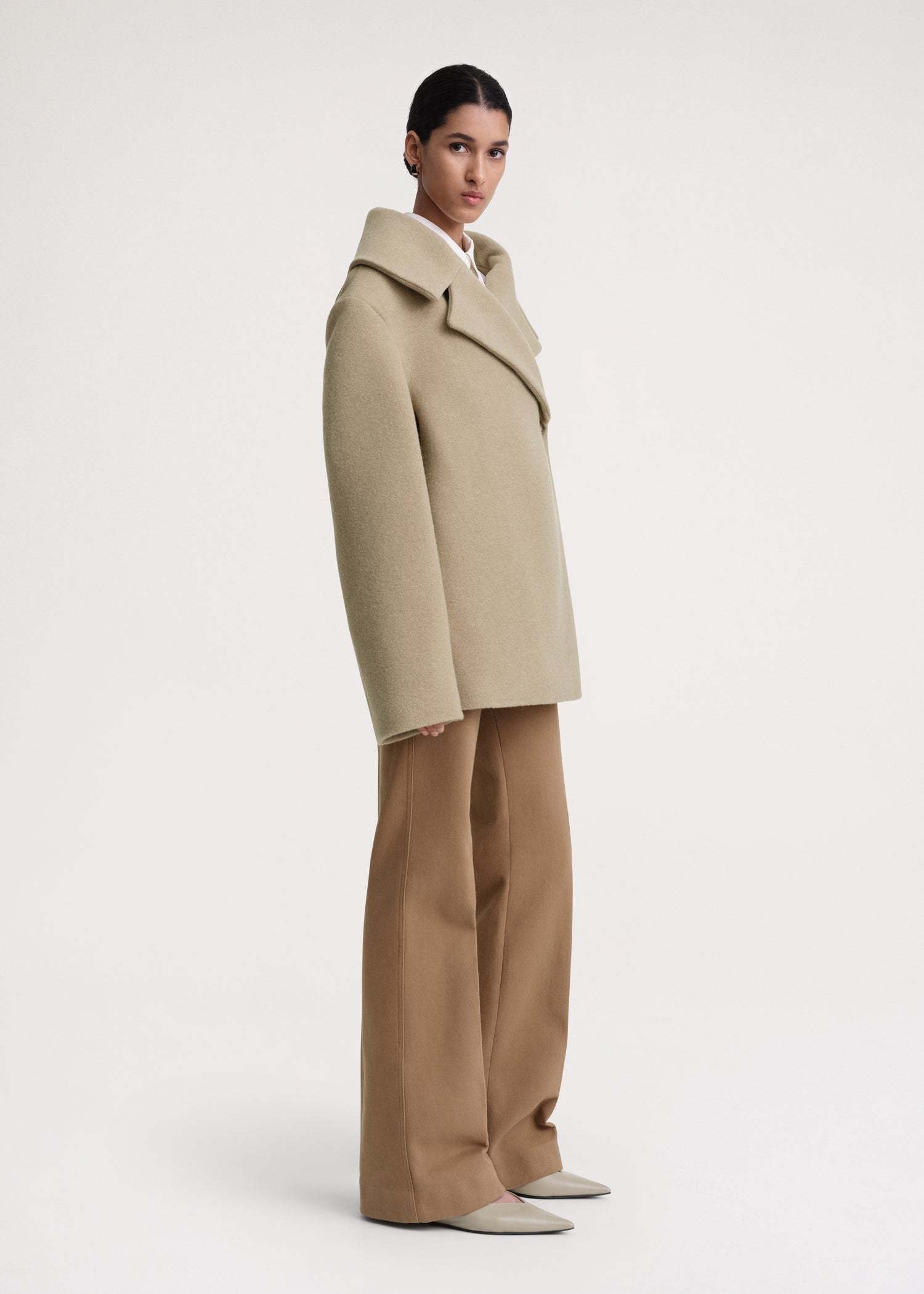 Totême Off-centre-fastening Oversized Jacket In Nude