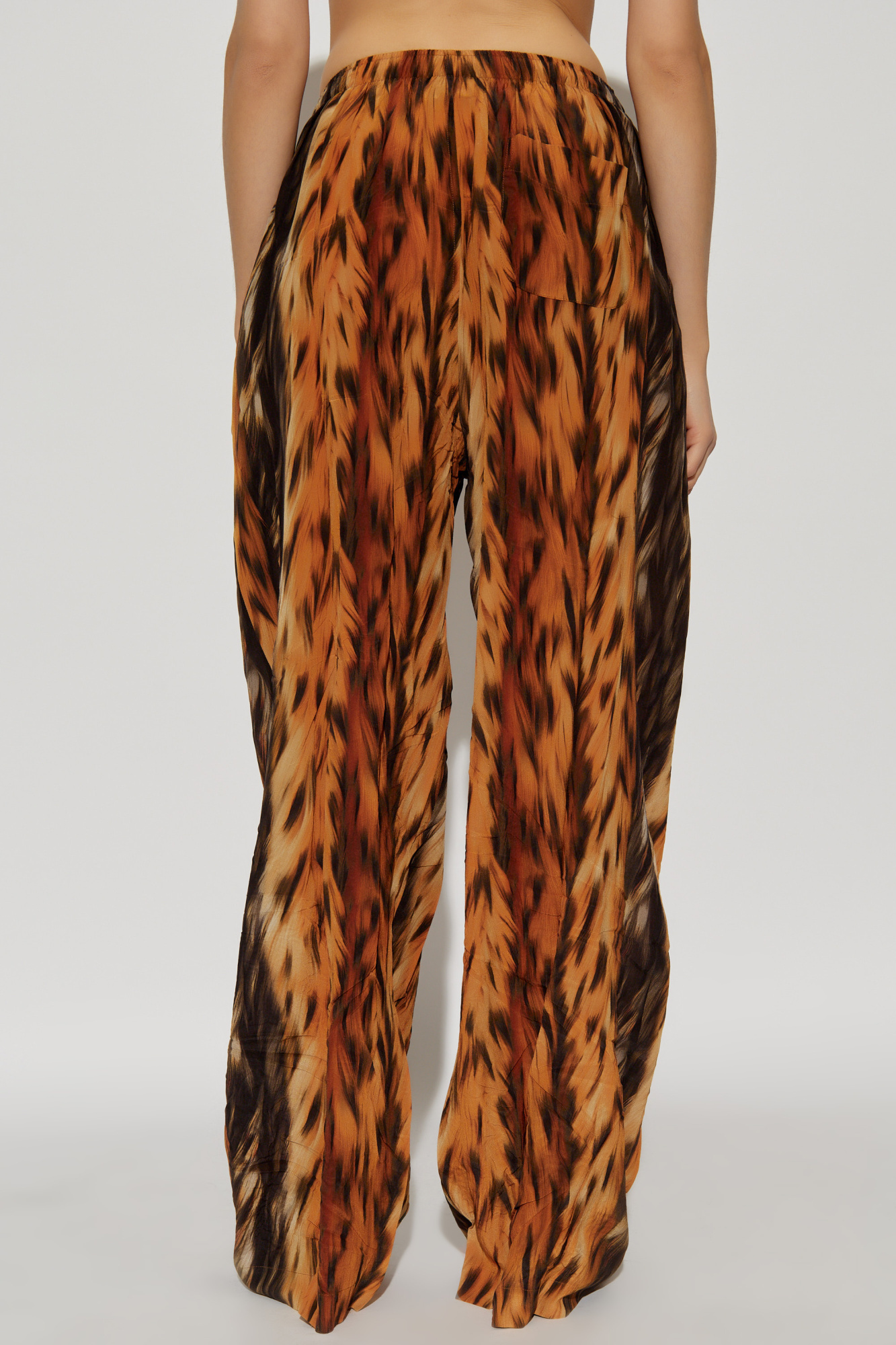 Balenciaga Straight Leg Trousers Elastic Waistband In Brown