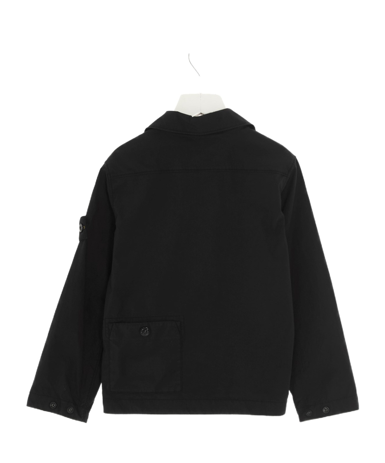Stone Island Logo Long-sleeved Jacket In Black