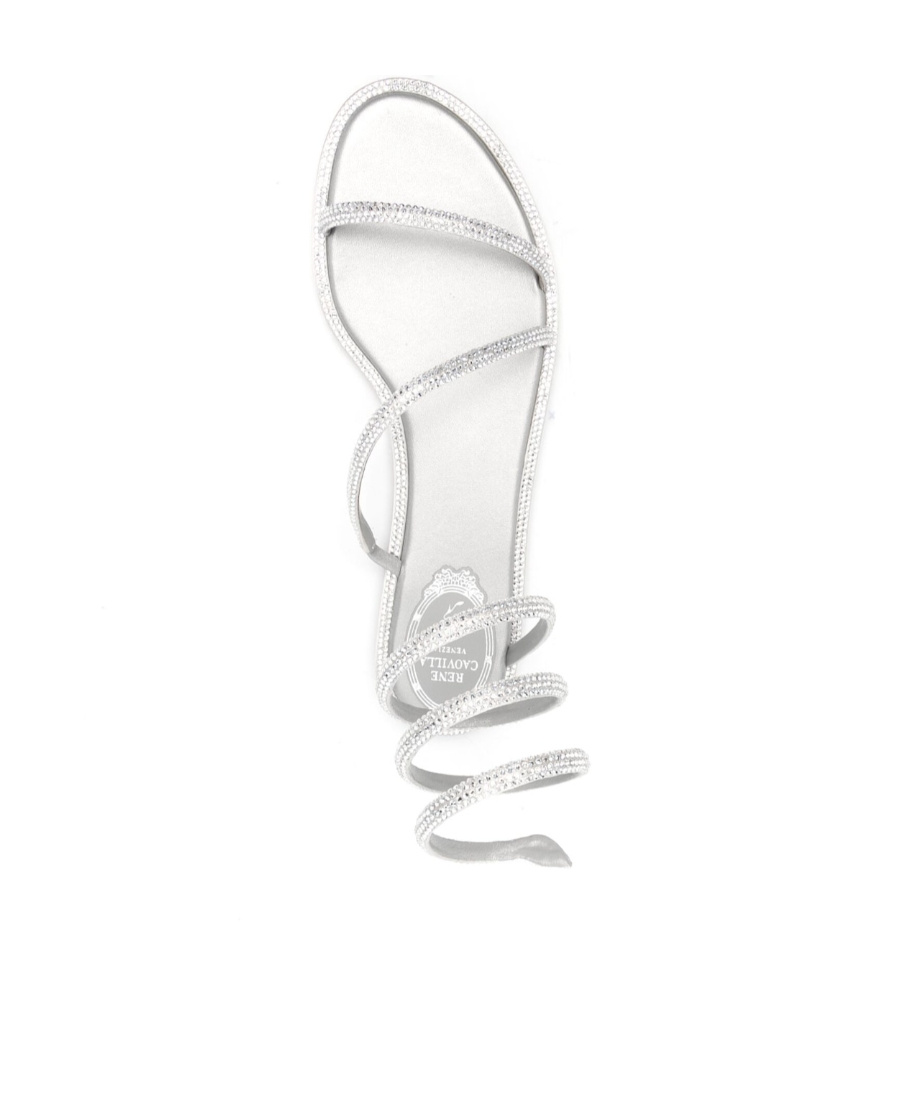 René Caovilla Crystal-embellished Flat Sandals In White