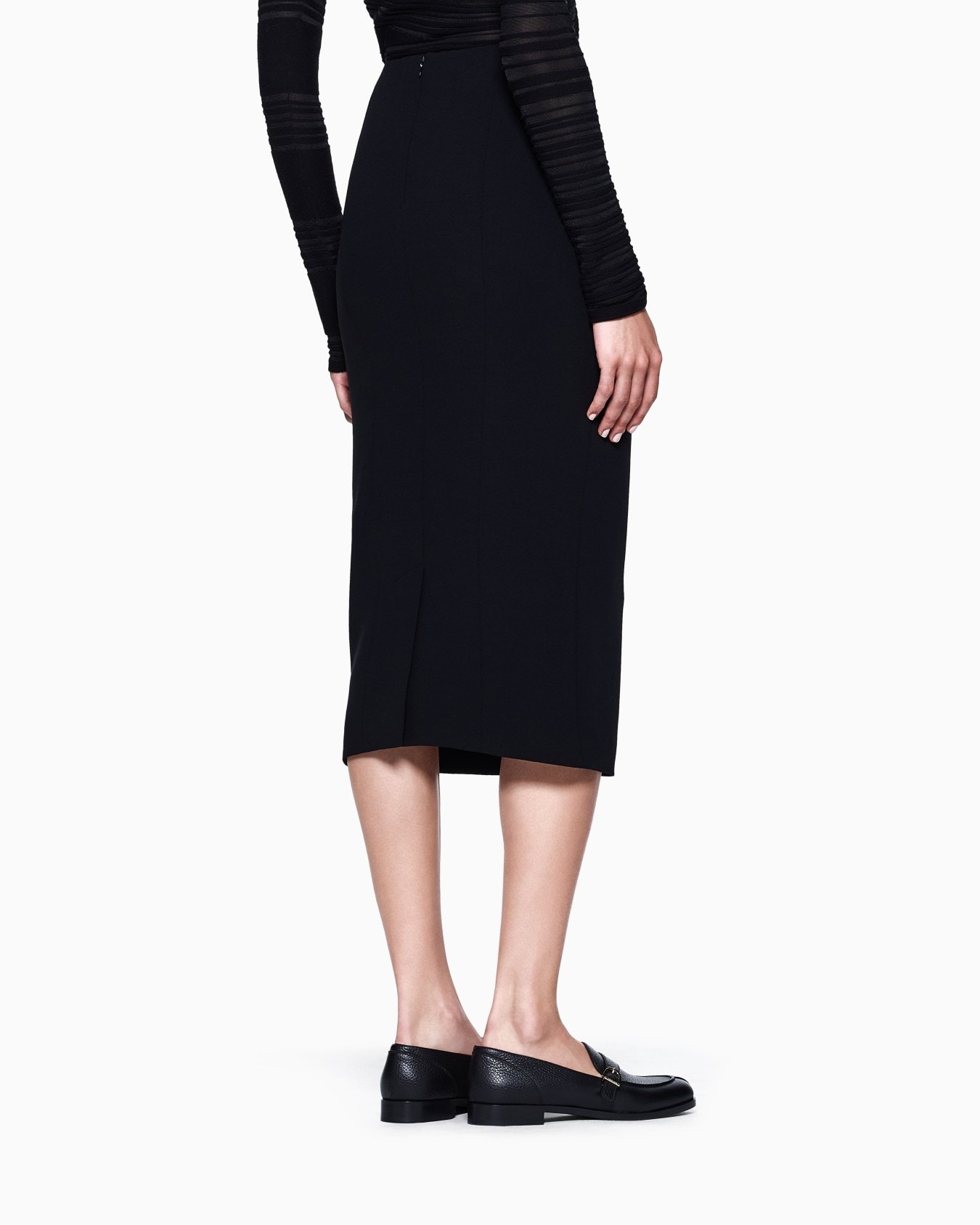 Giorgio Armani Wool-blend Straight Skirt In Blue