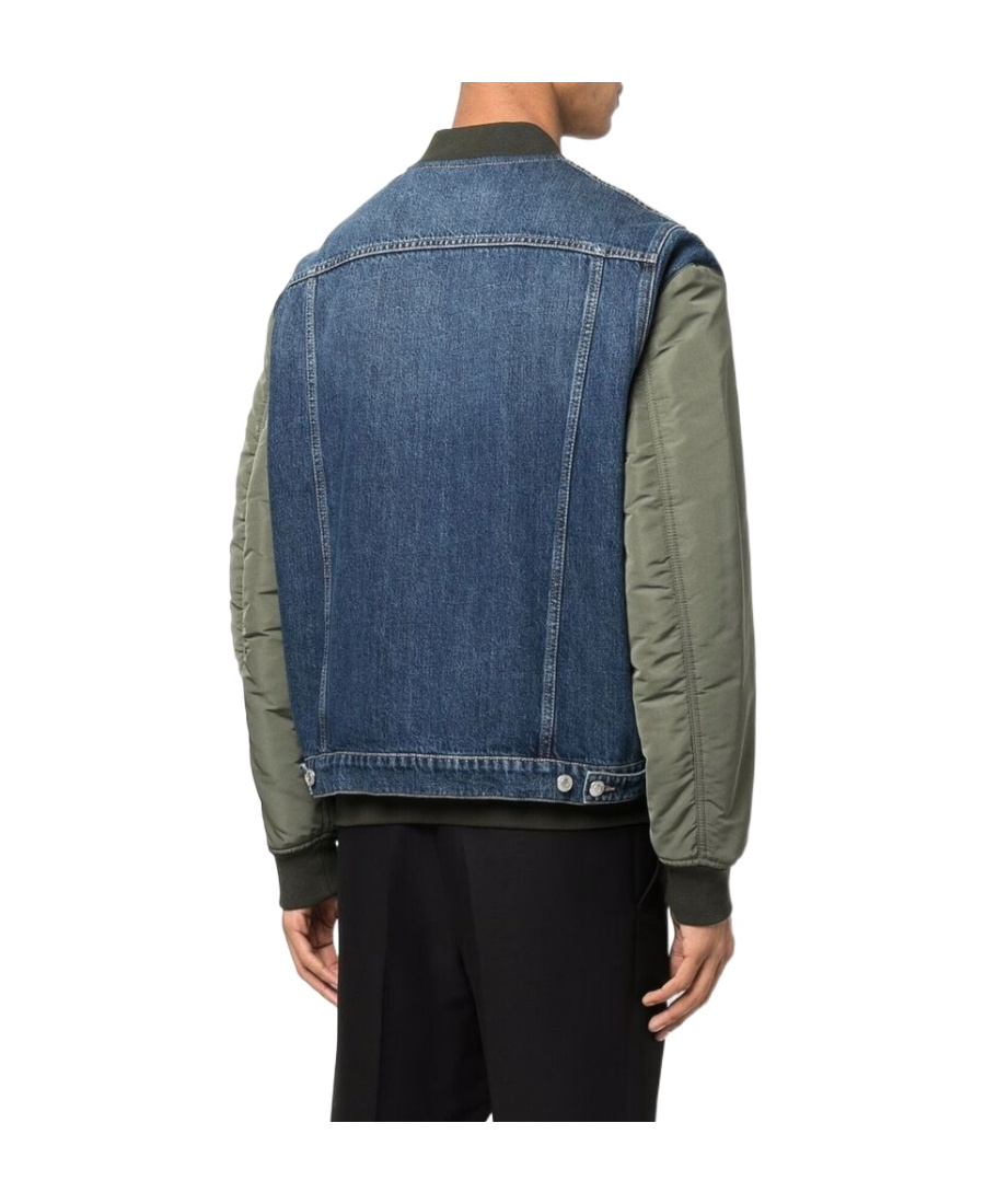 Alexander Mcqueen Denim Panelled Bomber Jacket In Blue