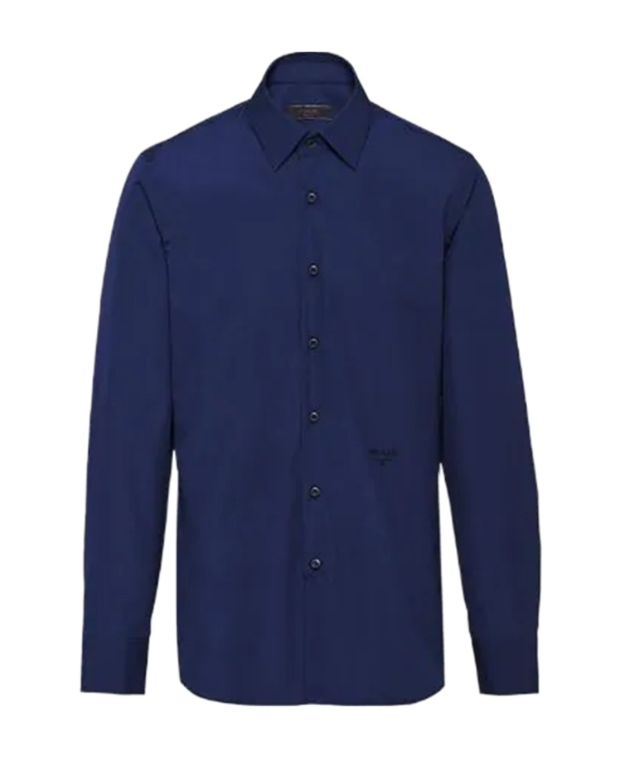 Prada Stretch-cotton Shirt In Blue
