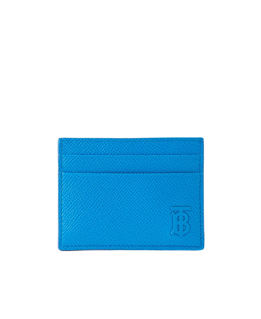 Burberry Grained-leather Tb Cardholder In Blue