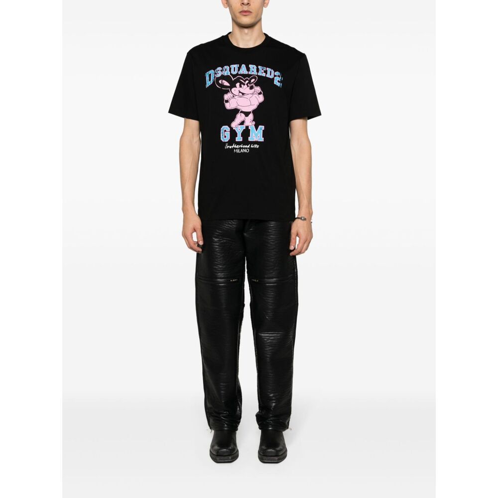 Dsquared2 Graphic-print Cotton T-shirt In Black