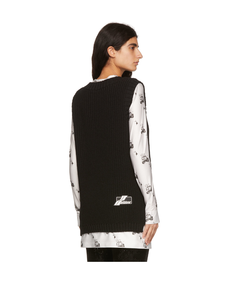 We11 Done Cotton Rib Knitted Vest In Black