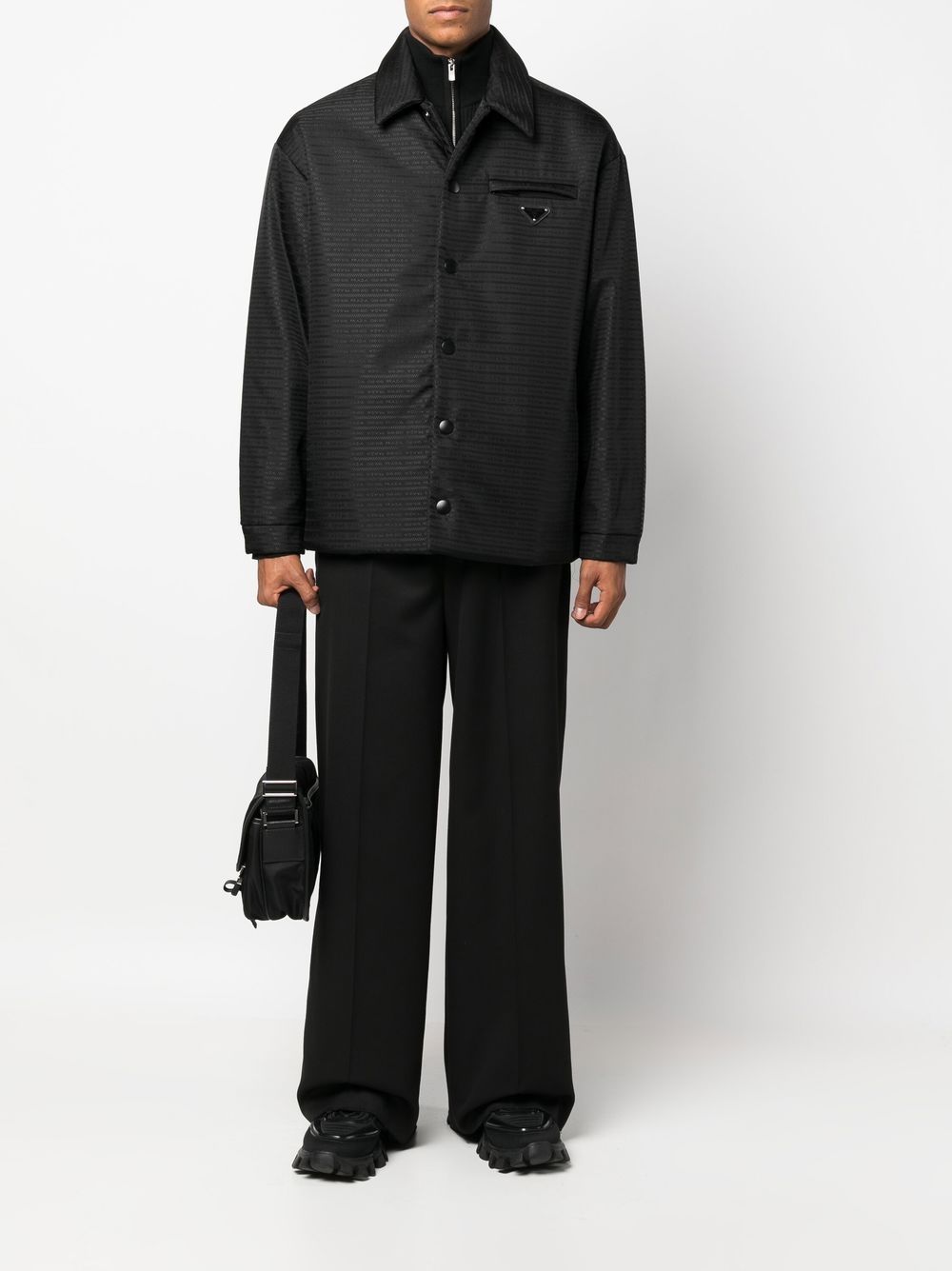 Prada Classic Popeline Shirt For Men In Black