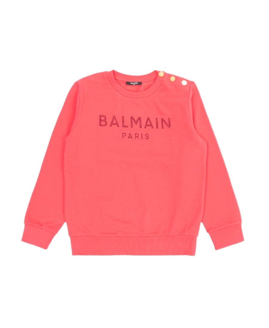 Balmain Logo-embellished Cotton Sweatshirt In Pink