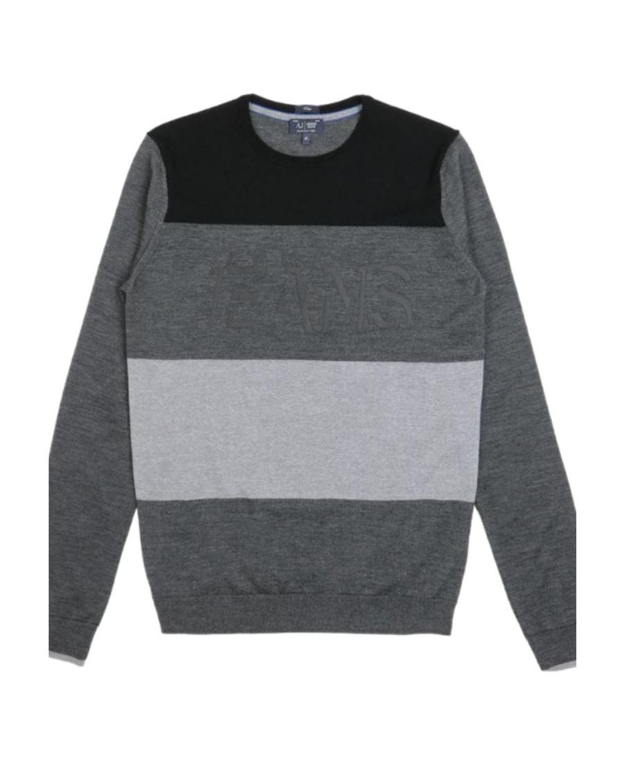 Armani Jeans Embossed Logo Sweater In Black