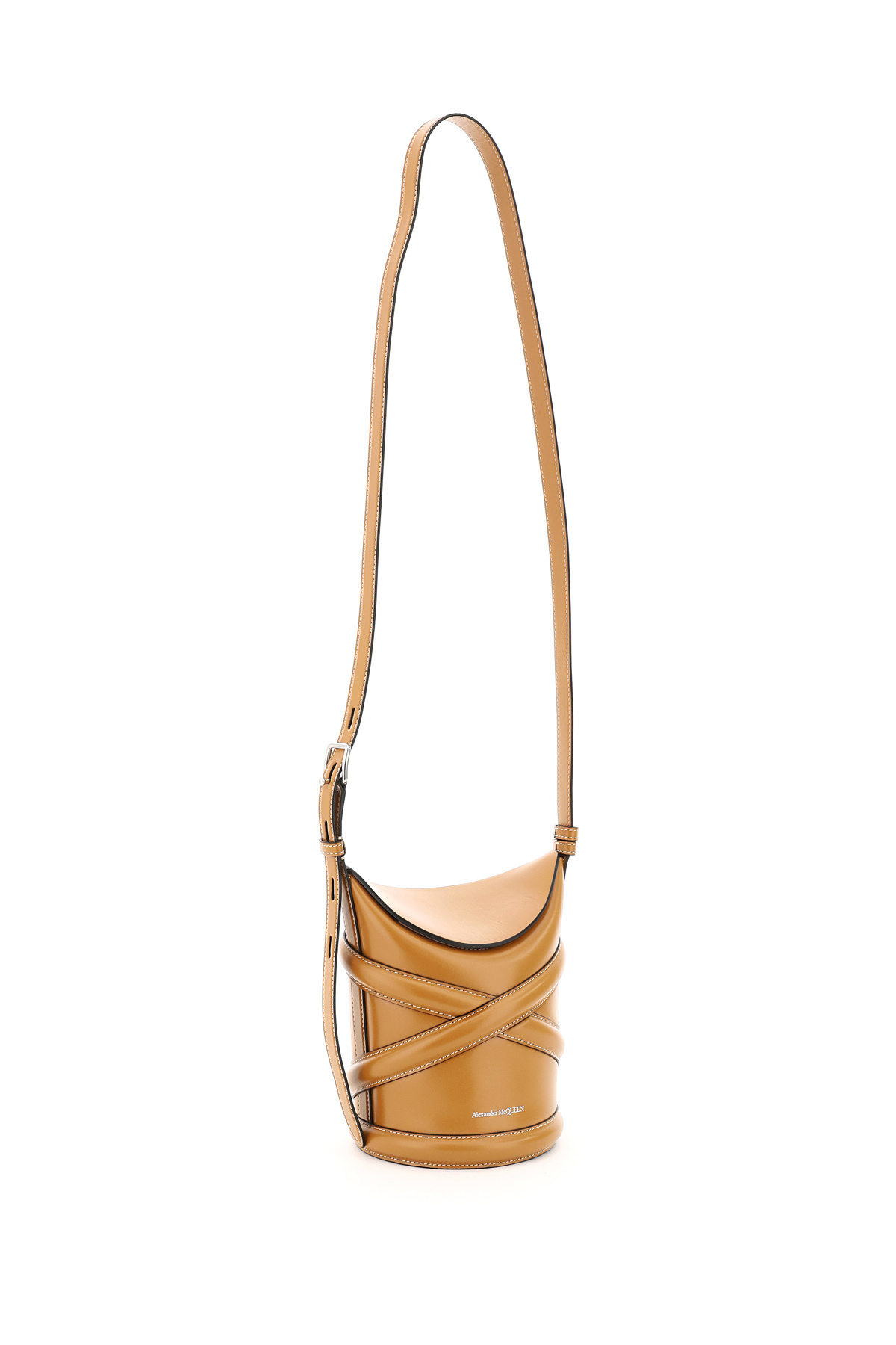 Alexander Mcqueen The Curve Bucket Tote Bag In Brown