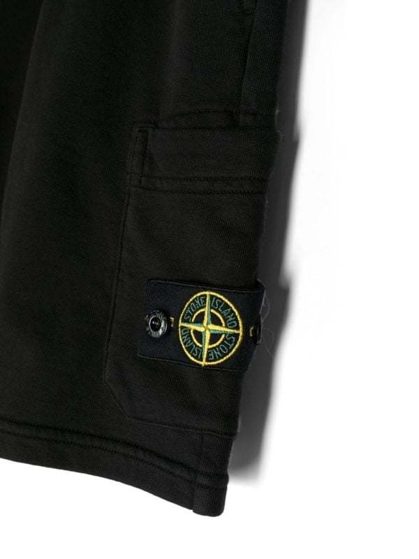 Stone Island Logo-patch Track Shorts In Black