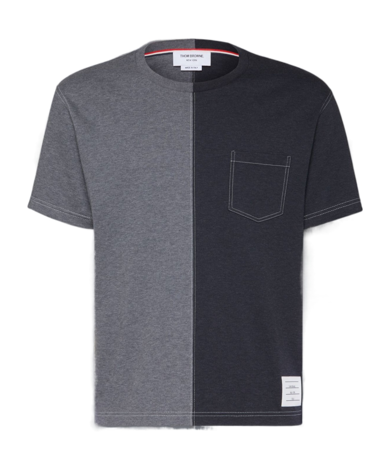 Thom Browne Two-tone Cotton T-shirt In Black