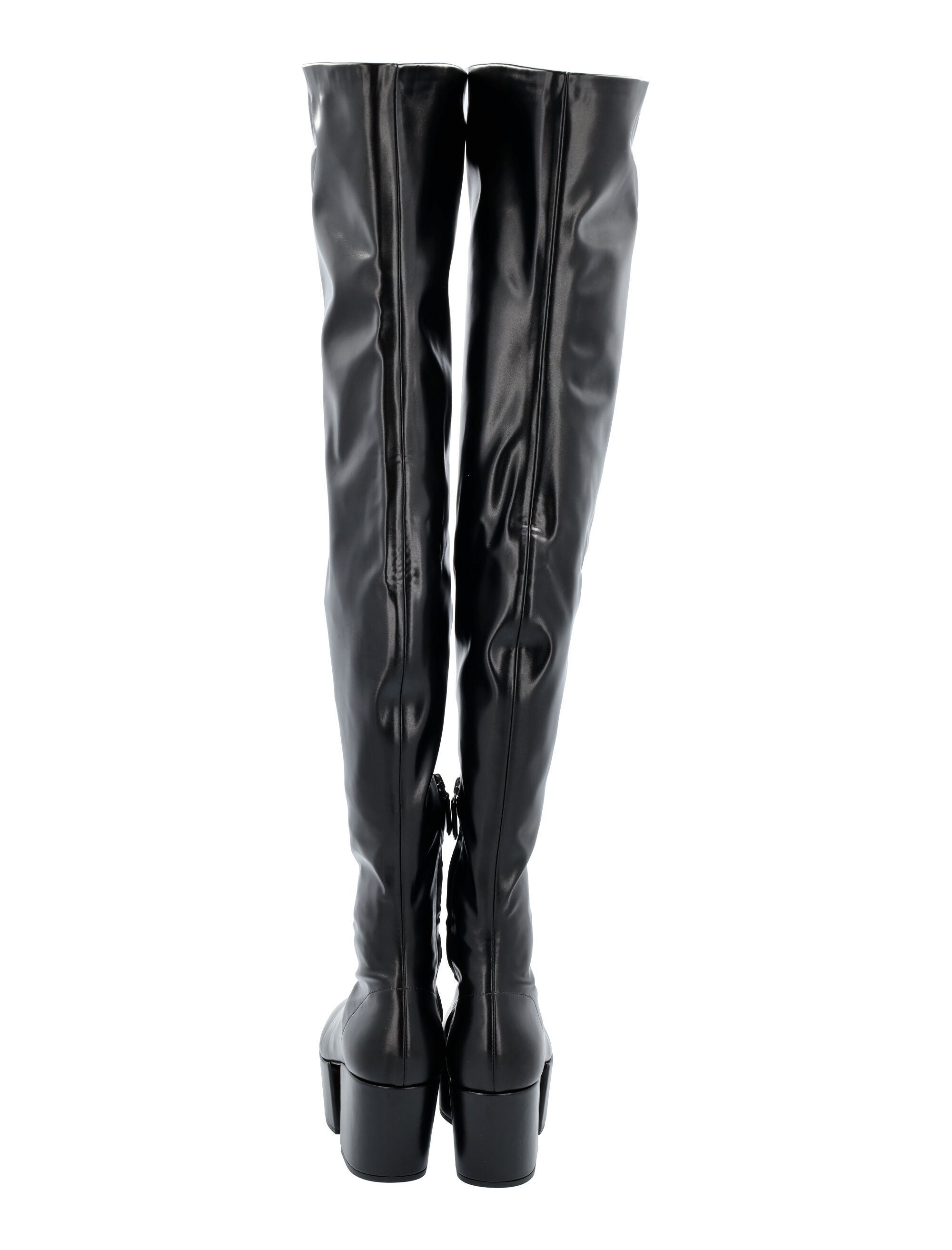 Shop Prada Thigh-high Platform Boots In Black
