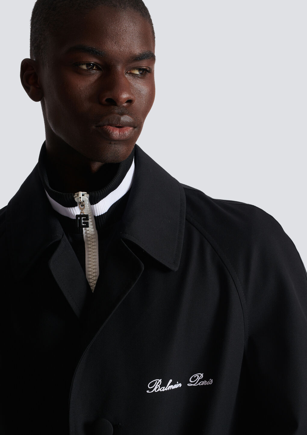 Balmain Logo-embroidered Single-breasted Coat In Black