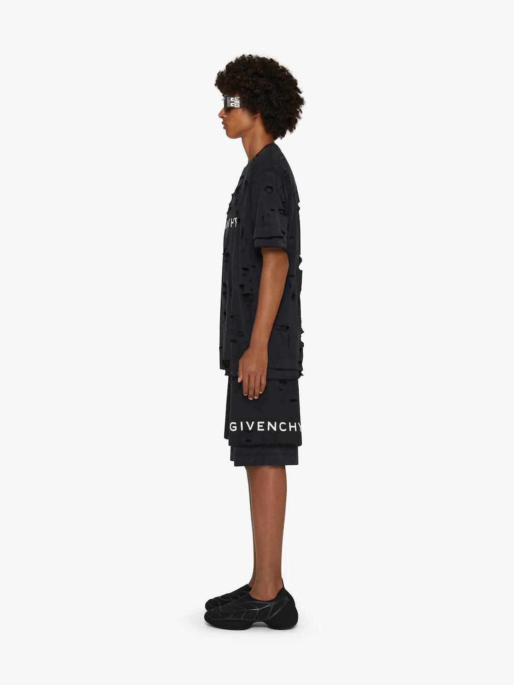 Givenchy Logo-print Ripped T-shirt In Black