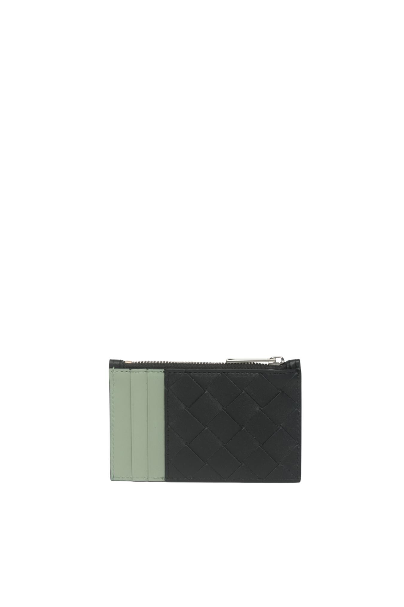 Bottega Veneta Woven Card Holder In Green
