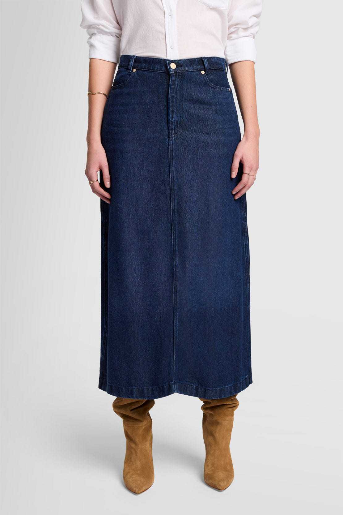Shop 7 For All Mankind Stormy Midi Skirt In Blue