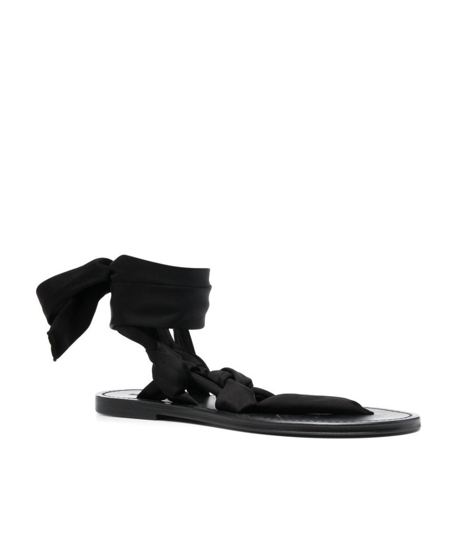 Saint Laurent Tie-strap Flat Sandals In Black